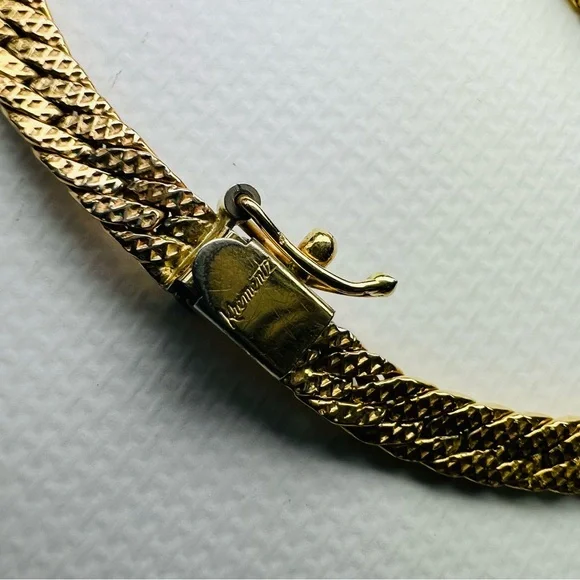 Krementz vintage textured gold chain necklace - Picture 3 of 5